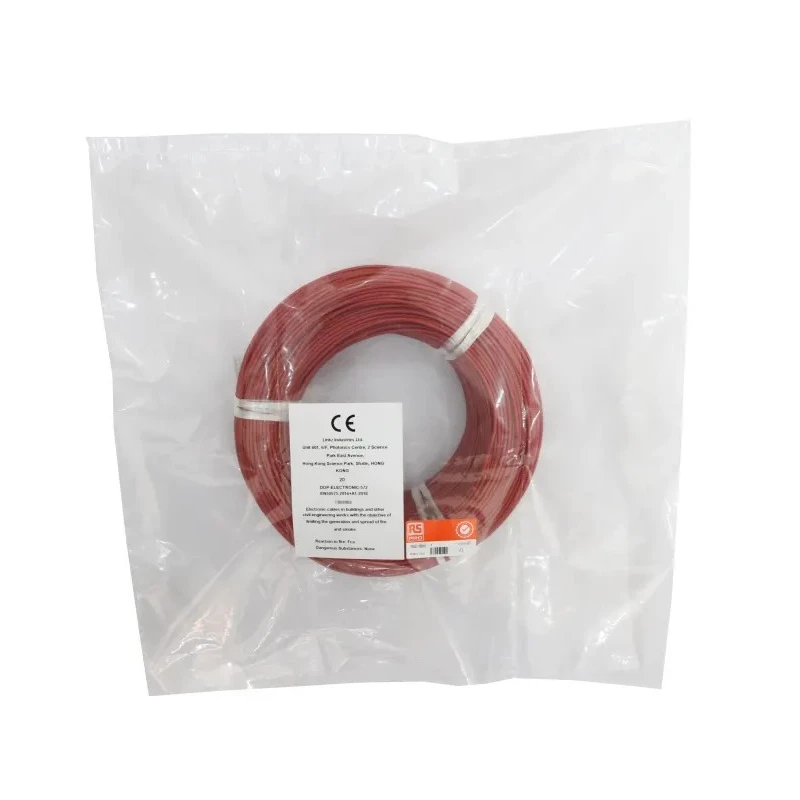 RS PRO Red Hook Up Wire 462x0.08 mm Core Strands 5 m Silicone Rubber Insulation 500V 200°C 210-1254