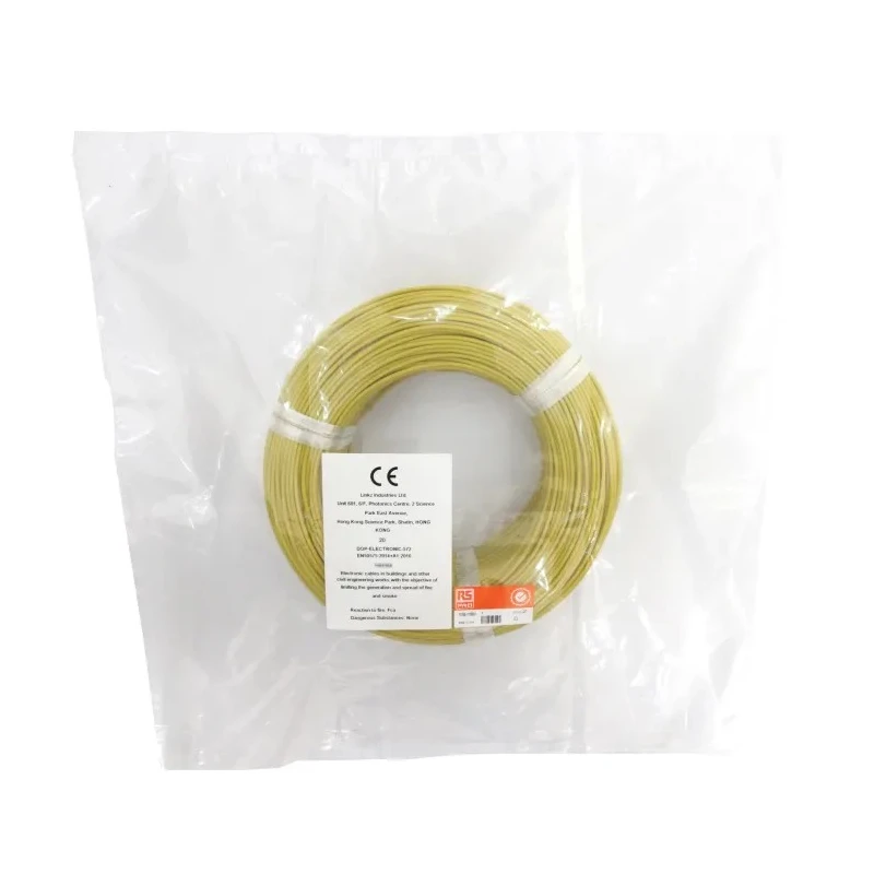 RS PRO Yellow Hook Up Wire, 462x0.08 mm Core Strands, 5 m Length, Silicone Rubber Jacket, 500 V, 200°C Maximum 210-1257