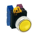 Idec Yellow Momentary Round Push Button Head 22 mm Cutout, Plastic Material, IP65 YW4B