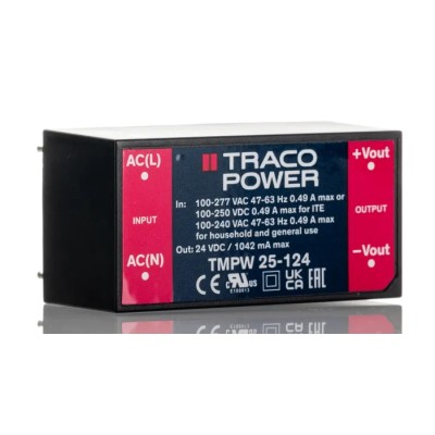 TRACOPOWER TMPW 25-124 Switching Power Supply 2 Output 24V DC 25W 90-305V AC PCB Mount TMPW 25-124