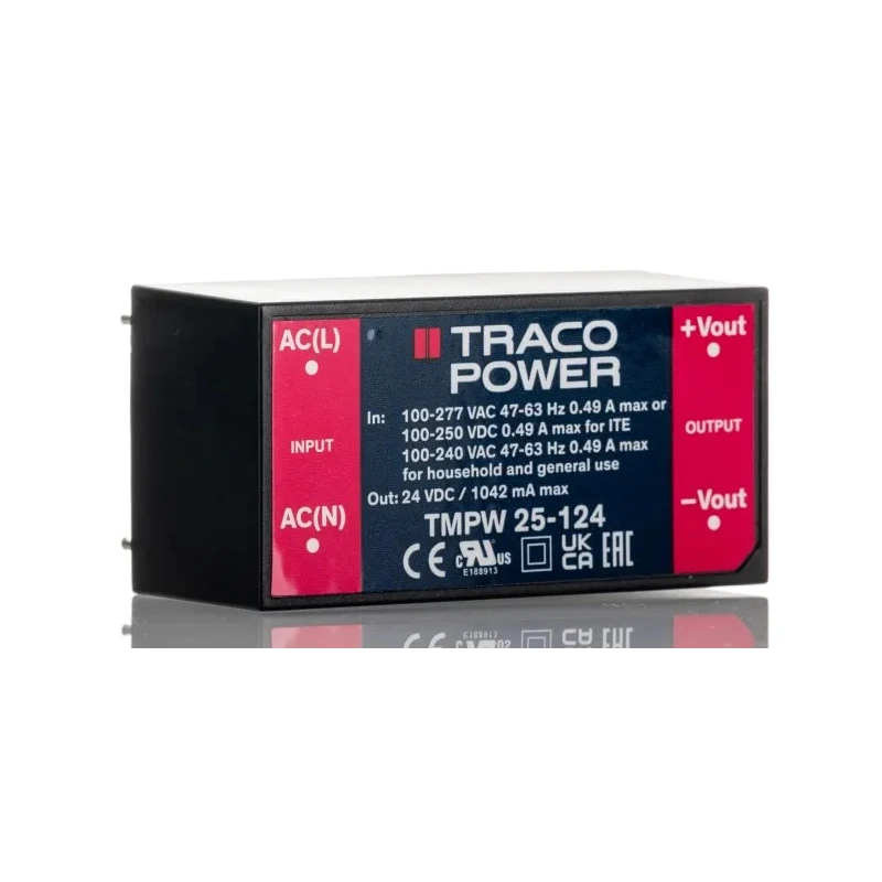 TRACOPOWER TMPW 25-124 Switching Power Supply 2 Output 24V DC 25W 90-305V AC PCB Mount TMPW 25-124