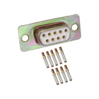 Amphenol India 9 Way Straight 2.77 mm Pitch Panel Mount D-Sub Connector with 4 to 40 Screw Lock Female M24308/2-1F