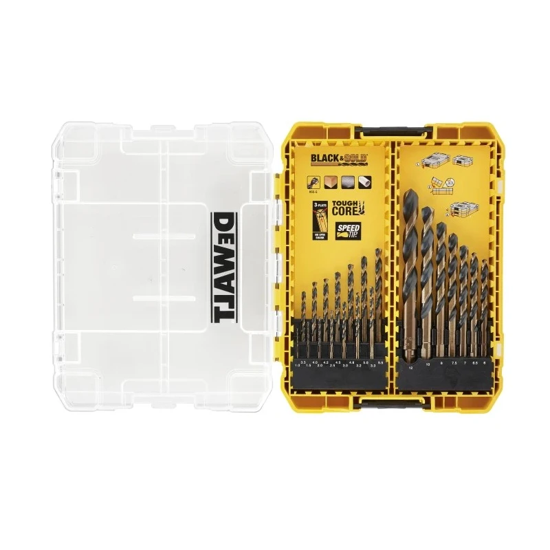 DeWALT 21-Piece Twist Drill Bit Set for Multi-Material with 1 mm Min and 12 mm Max HSS-G Bits DT70755-QZ