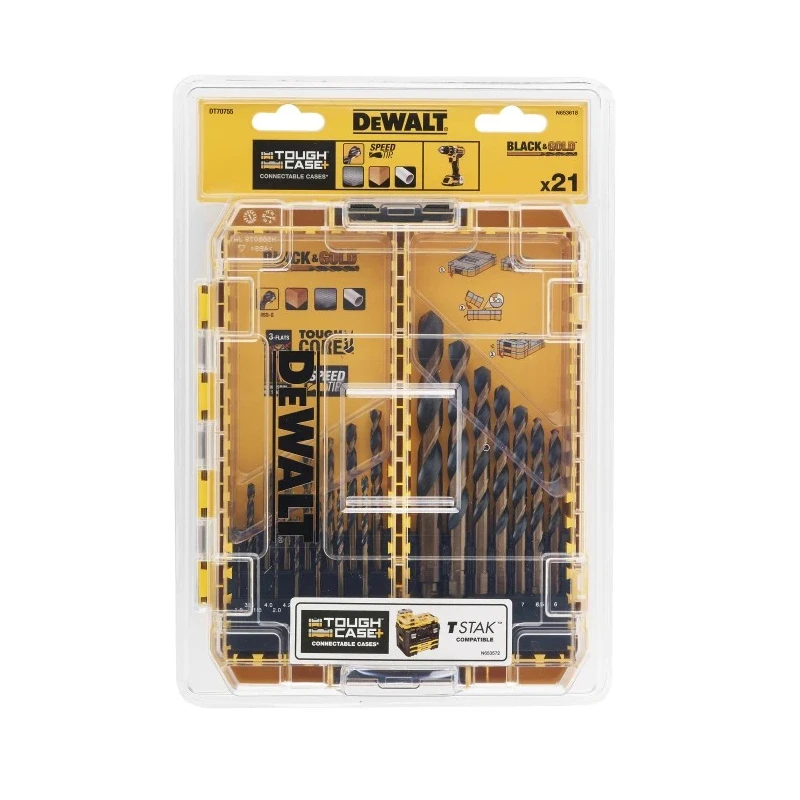 DeWALT 21-Piece Twist Drill Bit Set for Multi-Material with 1 mm Min and 12 mm Max HSS-G Bits DT70755-QZ