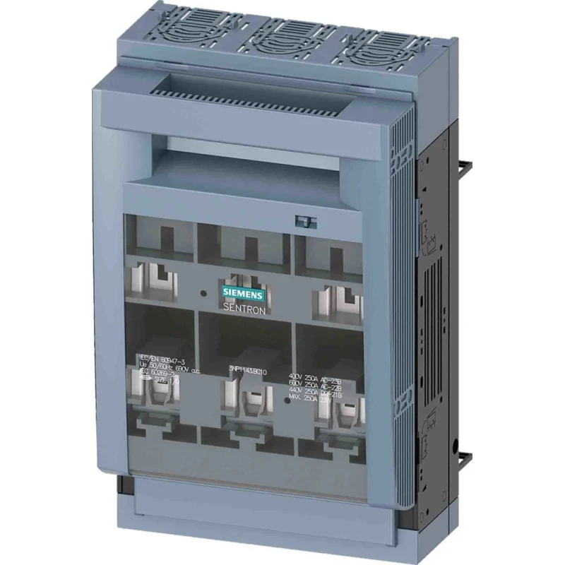 Siemens Fuse Switch Disconnector 3-Pole 250A Enclosed DIN Rail Mount 690V 3NP1143-1BC10