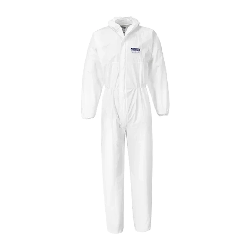 Portwest White Anti-Static Polypropylene Coverall with Flap Closure ST40WHRL