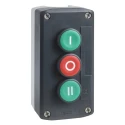 Schneider Electric Spring Return Push Button Control Station Polycarbonate 3 Cutouts 2 NO/1 NC, Green, Red, I/O/II XALD339