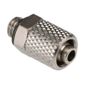 SMC M Series Pneumatic Fitting 6mm Push-in Brass Male M5 Threaded-to-Tube Connector Nickel Finish M-5H-6