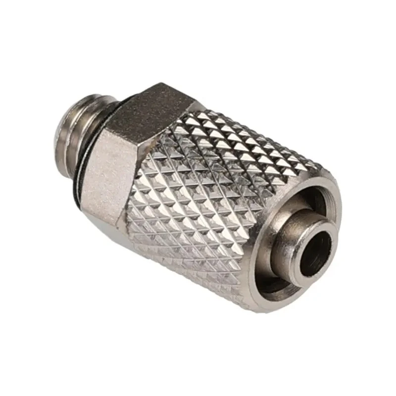 SMC M Series Pneumatic Fitting 6mm Push-in Brass Male M5 Threaded-to-Tube Connector Nickel Finish M-5H-6