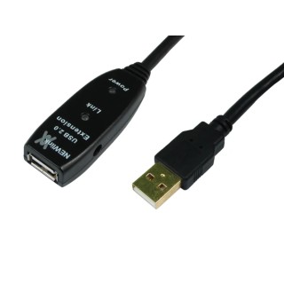 NewLink IC Socket USB Cable Female USB Type A to Female USB Type A USB 2.0 Black 20m USB2-REP20