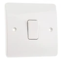 MK Electric White 2 Way Rocker Light Switch 1 Gang Flush Mount Urea Formaldehyde 250V Logic Plus K4871 WHI