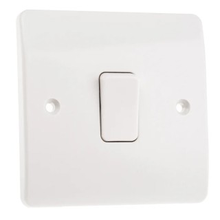 MK Electric White 2 Way Rocker Light Switch 1 Gang Flush Mount Urea Formaldehyde 250V Logic Plus K4871 WHI