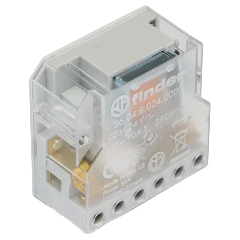 Finder Panel Modular Step Relay 24V AC Coil Voltage 10A Switching Current DPST 26.04.8.024.0000