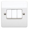 MK Electric White 2 Way Rocker Light Switch 3 Gang Flush Mount Urea Formaldehyde 10A 250V Logic Plus K4873 WHI