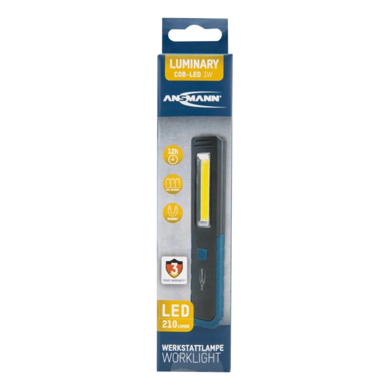 Ansmann LED Work Lamp, 210 lm Luminous Flux, 3W Power, 4.5V Voltage, ABS Housing, IP20 