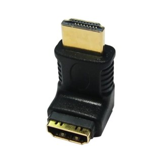 RS PRO HDMI Right Angle Male to Female Adapter with Gold Plated Contacts Plastic Housing 229-9963
