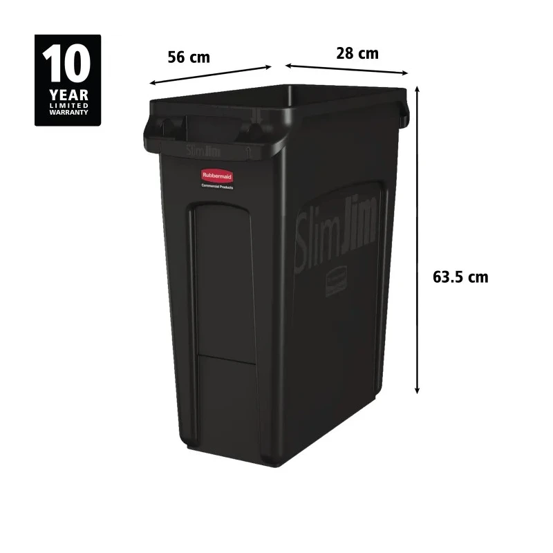 Rubbermaid Commercial Products 60L Black Polyethylene Waste Bin 1955959