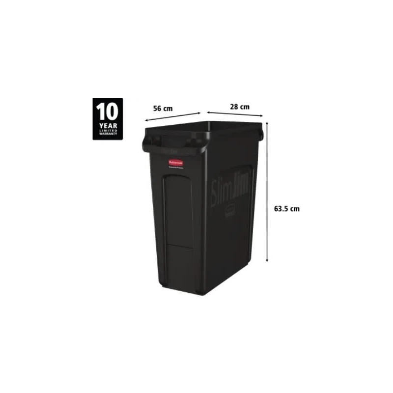 Rubbermaid Commercial Products 60L Black Polyethylene Waste Bin 1955959