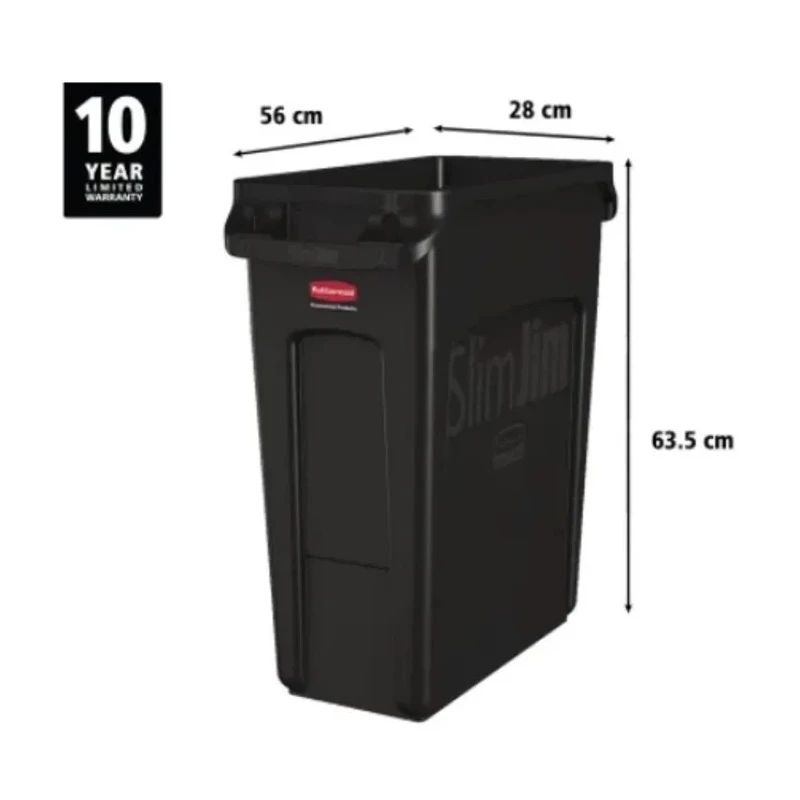 Rubbermaid Commercial Products 60L Black Polyethylene Waste Bin 1955959
