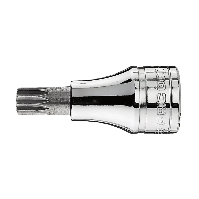 Facom Socket 8 mm Bit Square Drive 1/2 in, Bright Chrome with Phosphate Finish, 60mm Overall Length SV.8B