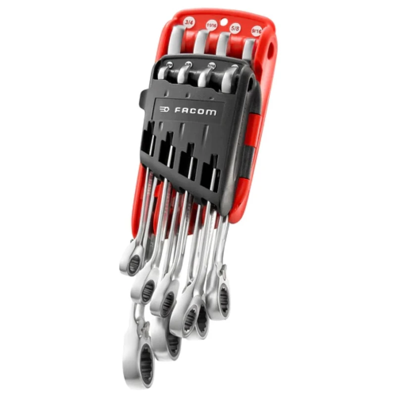Facom Portable 8-Piece Inch Ratchet Combination Spanner Set 5/16 to 3/4 in 467.JPU8