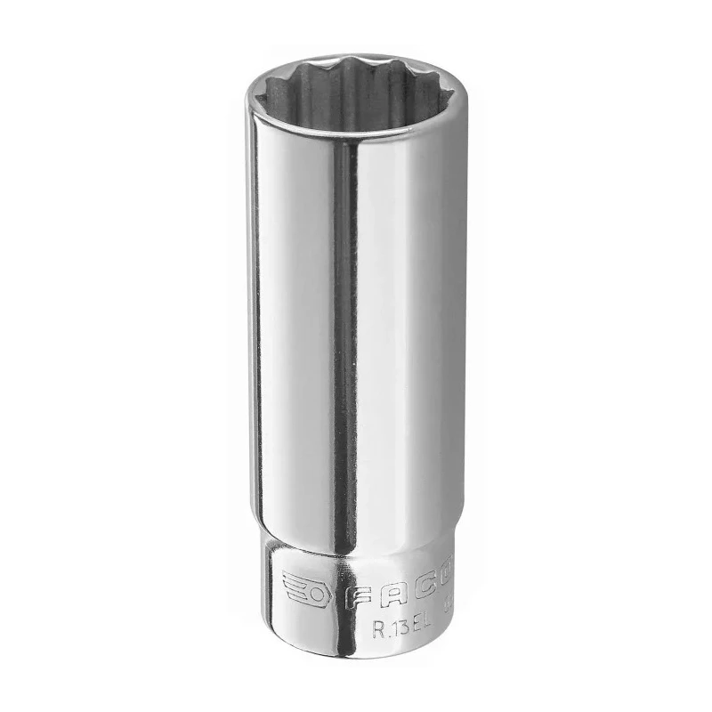 Facom 1/4 Inch Drive 6 mm 12 Point Square Socket, Bright Chrome Finish, 50mm Overall Length R.6EL
