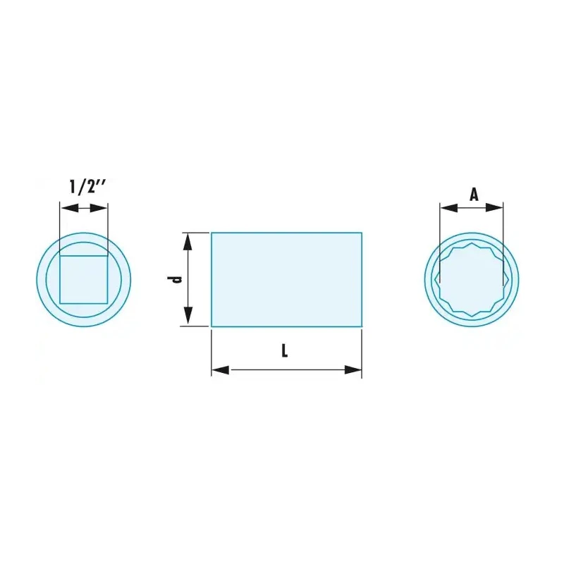 Facom Socket 1/2 in Drive 29 mm 12 Point Square 46mm Overall Length S.29SR