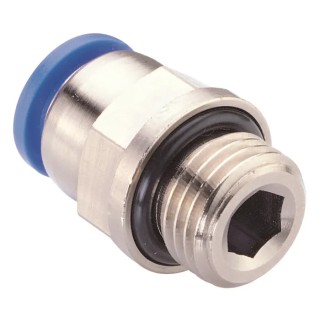 RS PRO Pneumatic Straight Threaded-to-Tube Adapter 16mm Push-in, Male, 1/2 in BSP 235-1204
