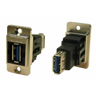 RS PRO USB Connector Panel Mount Female to Female 2 Port USB Type A to A USB 3.0 235-4748