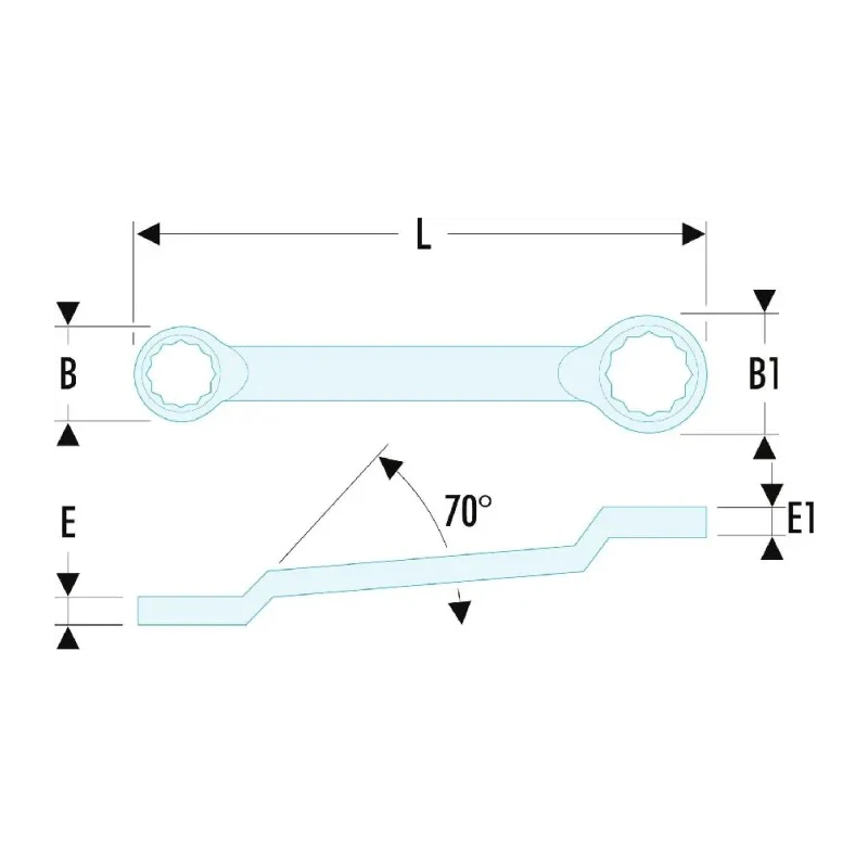 Facom Offset Ring Spanner Metric Size 6 to 50 mm Satin Chrome Finish 182mm Overall Length 55A.8X9