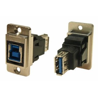 RS PRO USB Connector Panel Mount Female/Female 2 Port USB Type B to A USB 3.0 235-4750