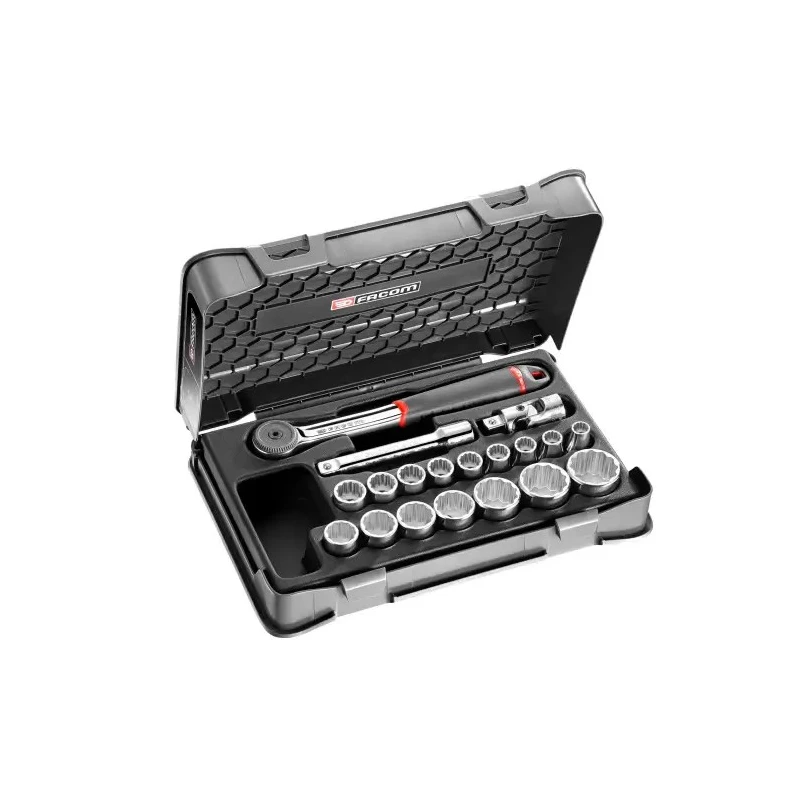 Facom 19-Piece 1/2 Inch Drive 12 Point Socket Set Chrome Vanadium Steel S.161-2P12