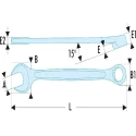 Facom Combination Spanner 15 mm, Chrome Finish, 185 mm Overall Length, 12 Points, 15° Offset 440.15SLS