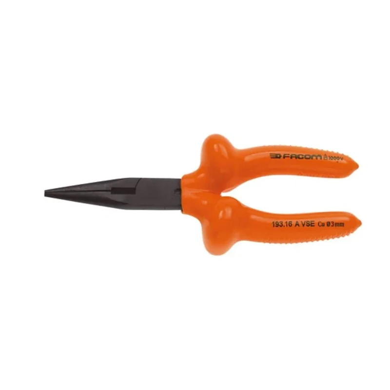 Facom 1-Piece Round Nose Plier Semi Round Nose Serrated Jaw Burnished Finish 170mm Overall Length 193.16AVSE