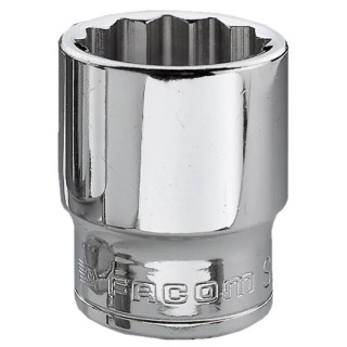 Facom 3/8 in Drive 11 mm 12 Point Square Socket, Bright Chrome Finish, Chrome Vanadium Steel, 27mm Overall Length J.11