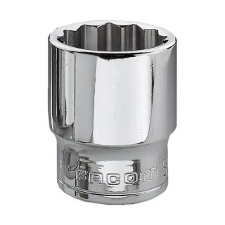 Facom 3/8 in Drive 13 mm 12 Point Square Chrome Vanadium Steel Socket, Bright Chrome Finish, 30mm Overall Length J.13