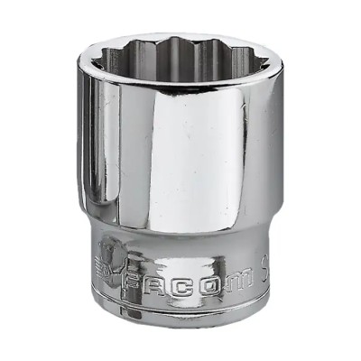 Facom 3/8 in Drive 13 mm 12 Point Square Chrome Vanadium Steel Socket, Bright Chrome Finish, 30mm Overall Length J.13