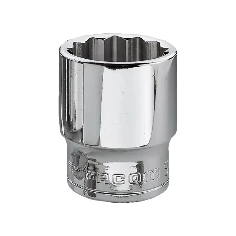 Facom 3/8 in Drive 13 mm 12 Point Square Chrome Vanadium Steel Socket, Bright Chrome Finish, 30mm Overall Length J.13
