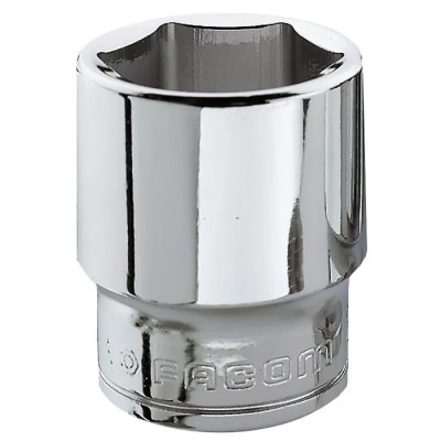Facom 3/8 in Drive 22 mm 6 Point Square Socket Bright Chrome Finish J.22H