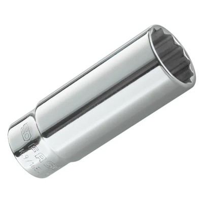 Facom 1/4 in Drive 3/8 in 12 Point Square Chrome Vanadium Steel Socket 50mm Overall Length R.3/8EL