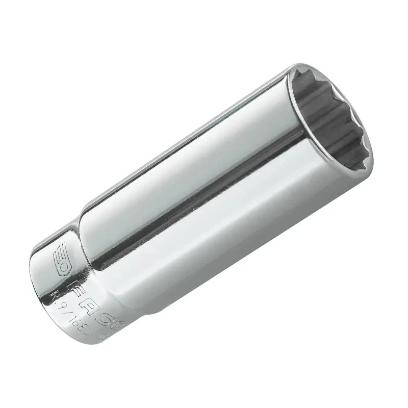 Facom 1/4 in Drive 7/16 in 12 Point Square Socket, Bright Chrome Finish, 50mm Overall Length R.7/16EL