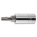 Facom 1/4 in Drive 3.26 mm Torx Square Socket Bright Chrome Phosphate Finish 37mm Overall Length RX.15