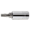 Facom 1/4 in Drive 3.26 mm Torx Square Socket Bright Chrome Phosphate Finish 37mm Overall Length RX.15