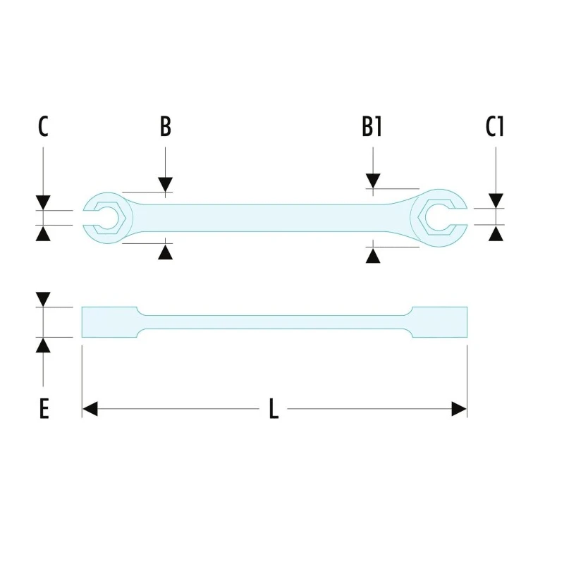 Facom Flare Nut Spanner Double Ended Metric Size 11 x 13 mm Chrome Vanadium Steel Chrome Finish 143mm Overall Length 43.11X13