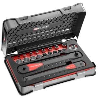 Facom 21-Piece 3/8 in 6 Point Extension & Socket Set AXS.SMJ1