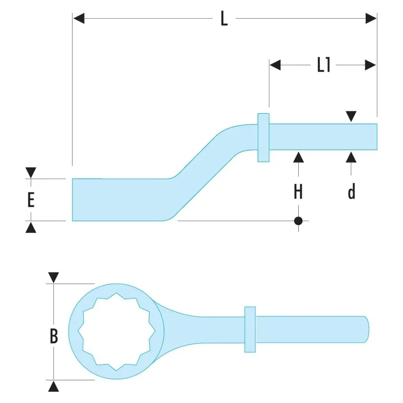 Facom Ring Spanner 36 mm Metric Single Ended Chrome Finish 245mm Overall Length 54A.36