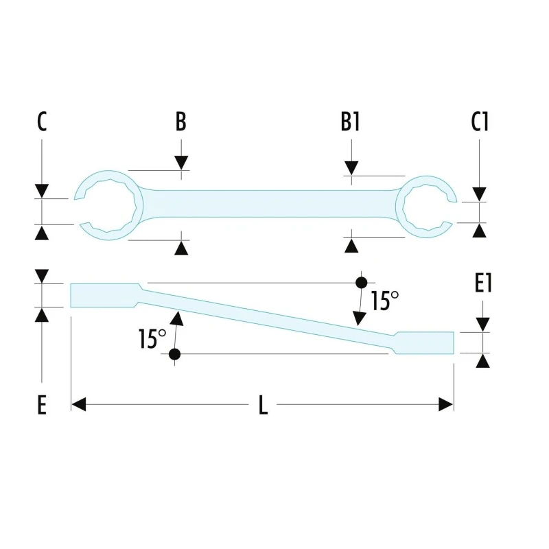 Facom Double Ended Offset Flare Nut Spanner Chrome Vanadium Steel 36 x 41 mm 320mm Length 42.36X41