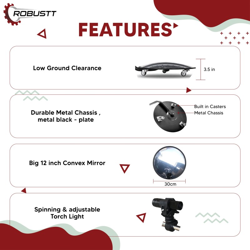 Buy Robustt Under Vehicle Inspection Security Mirror Pack of 5