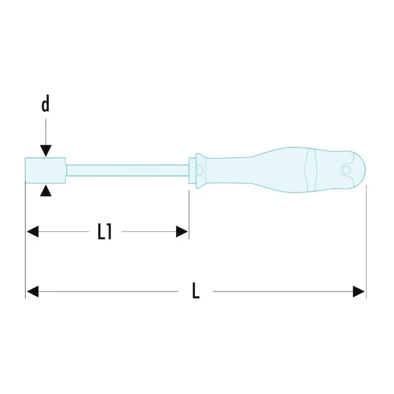 Facom Hexagon Nut Driver, 6.35 mm Tip, 63 mm Blade, 180 mm Overall ATM.M1