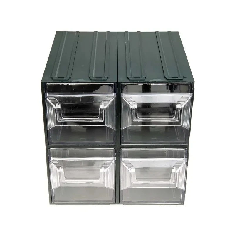 RS PRO Drawer Storage Unit 4 Plastic Transparent 208 mm x 208 mm x 222 mm 236-3612